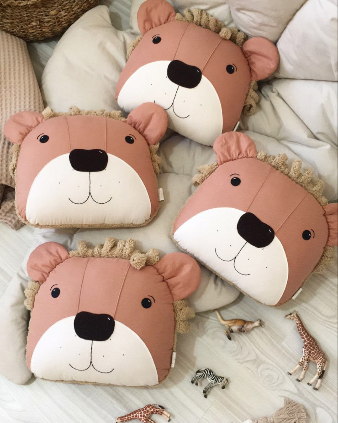 Lion Pillow/Lion Throw Soft Pillow /Lion Pillow Flower Puffy Etsy