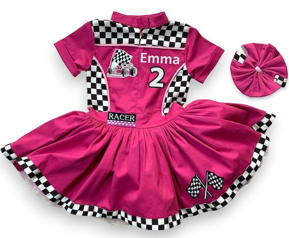 Fuchsia Girl Tutu Checkered Dress-Fast One Birthday-Two Fast Birthday Custom Race Suit-Race Car Birthday-Adult Costumes