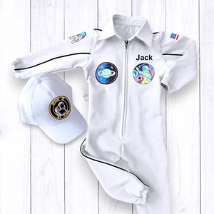 White Astronaut Costume-Space Baby Shower-Space Theme Birthday Party-Halloween Costume-Space Jumpsuit-Space Themed Nursery