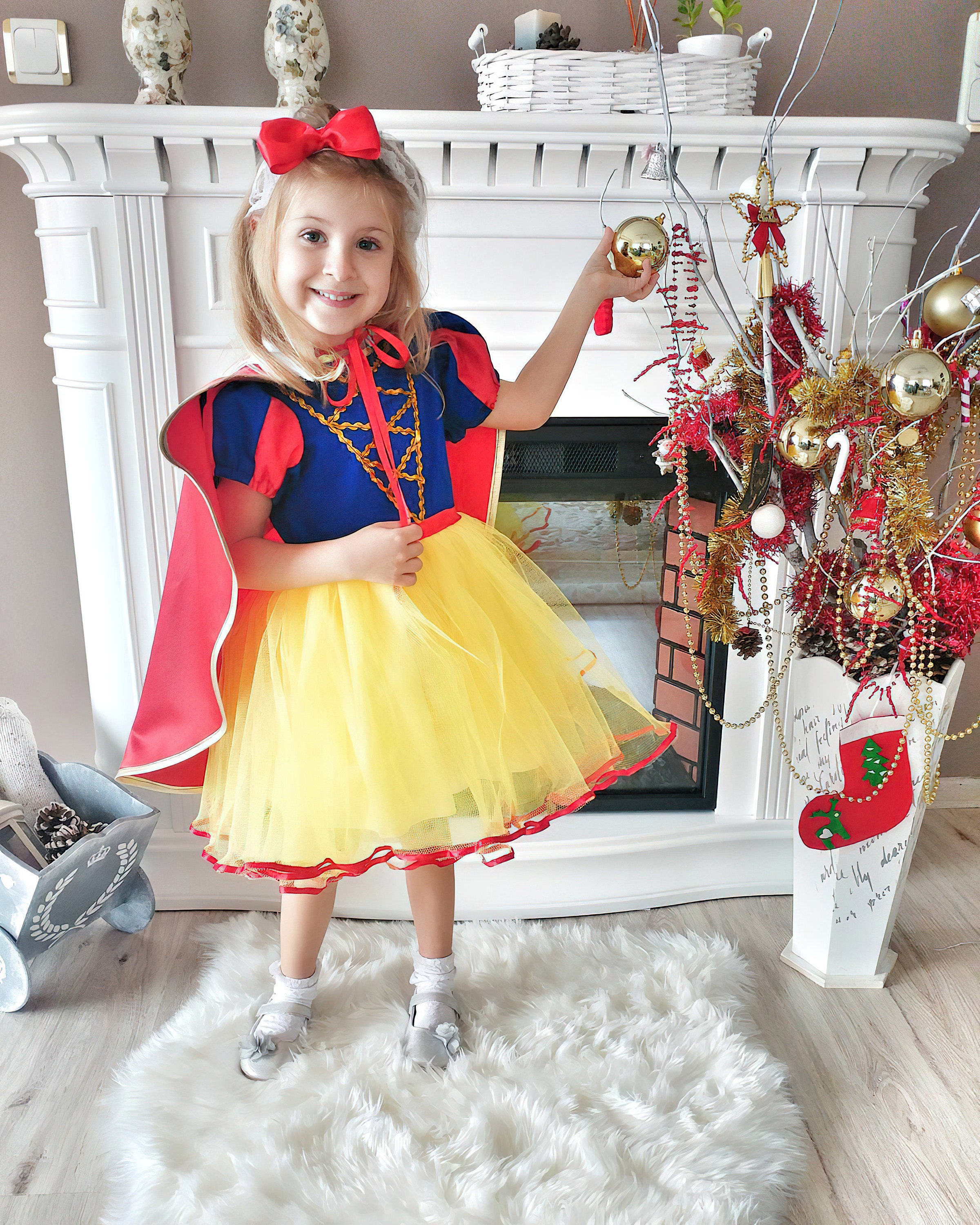 イエローホワイトプリンセスドレス ハロウィンコスチューム 白雪姫プリンセス ロリータドレス 新生児写真小道具 Etsy 日本