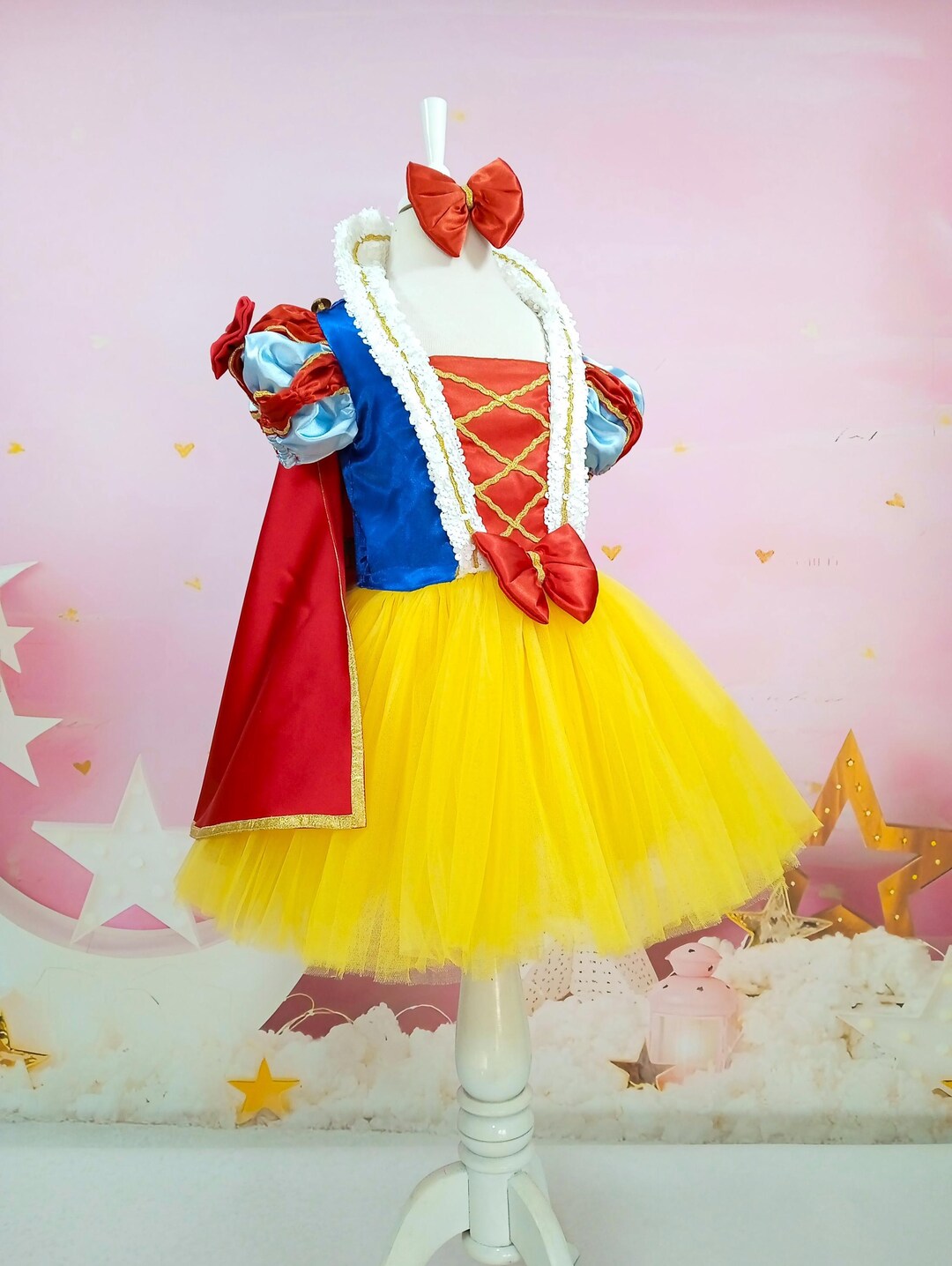 Yellow Red Princess Dress-halloween Costumes-snow Birthday Princess ...