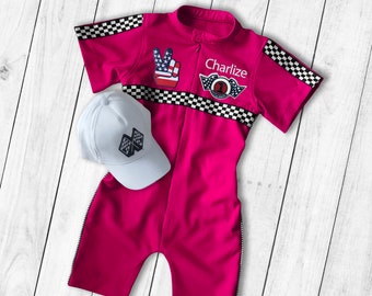 Race Car Birthday-Halloween Costumes-Racer Jacket Shorts Jumpsuit-Racing Jacket-Photography Props-1st Birthday Gift