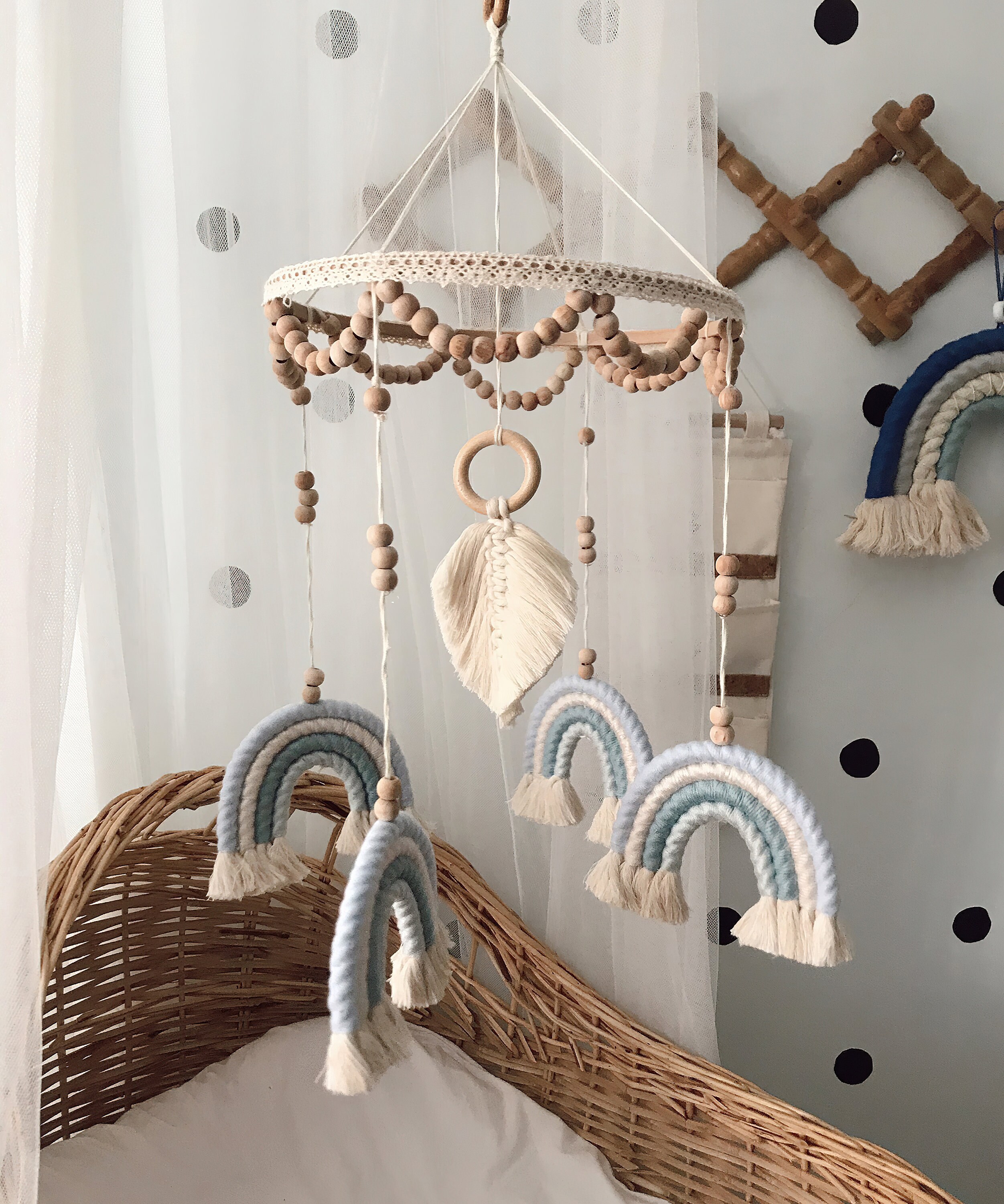 Leaf Tassel Boho Baby Mobile/nursery Mobile/wooden Etsy