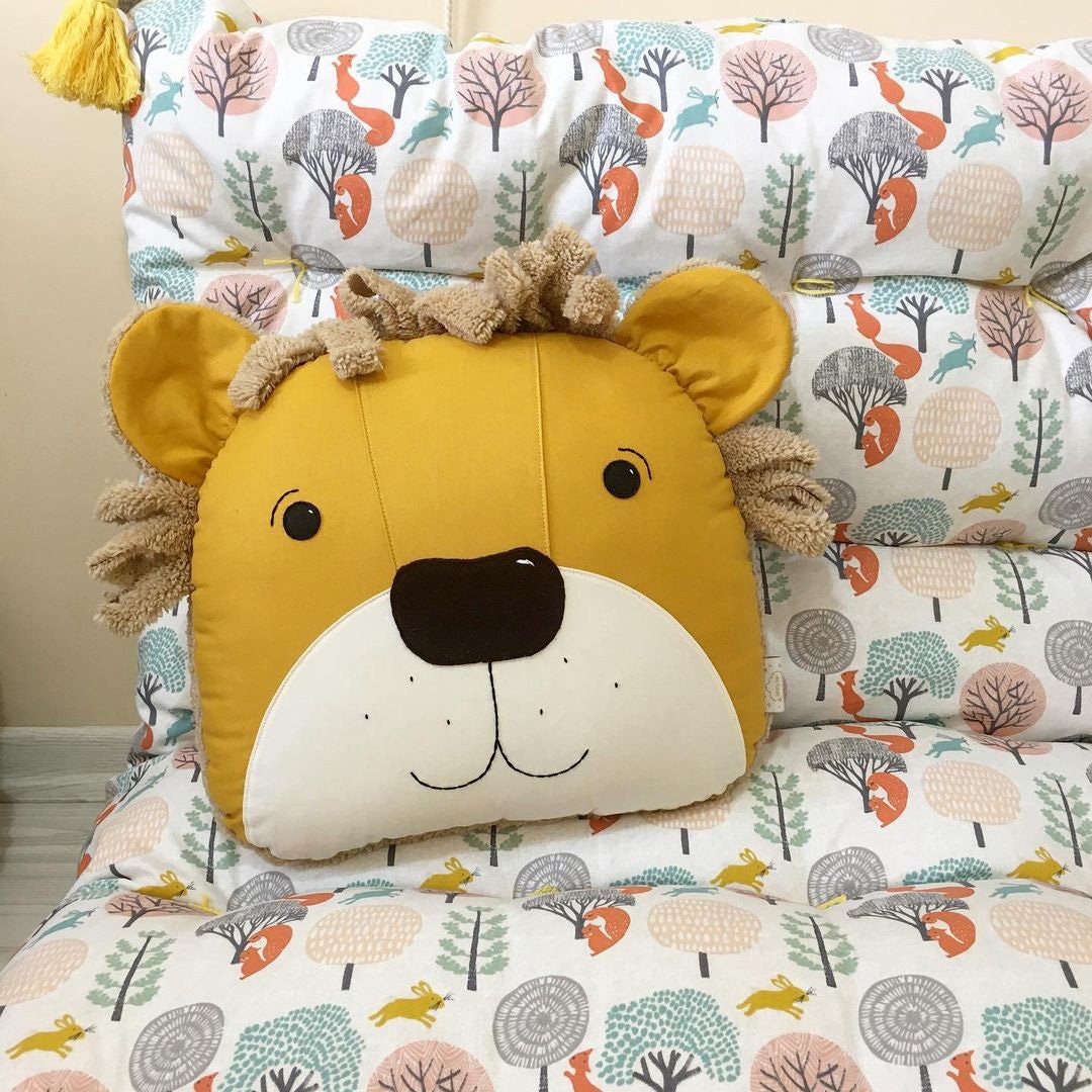 Lion Pillow/Lion Throw Soft Pillow /Lion Pillow Flower Puffy Etsy