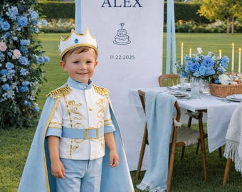 Prince Costume Boys,Personalized Prince Cape Set,Royal Birthday Outfit,Baby Boy Prince Costume, First Birthday Outfit,Prince Crown Cape Set