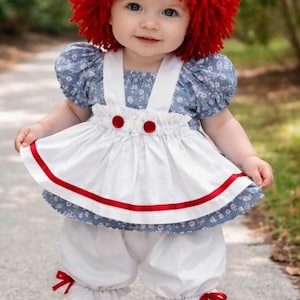 Ragdoll Costume for Kids – Rag Doll Classic Storybook Doll Outfit with Striped Socks, Wig and Bloomers-Halloween Costume