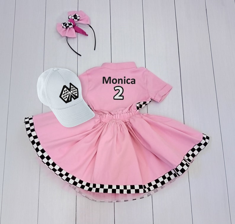 Mom and Daughter Tutu Checkered Dress-Race Car Birthday-Adult Costumes-Fast One Birthday-Two Fast Birthday Custom Race Suit Dress+Hat+BackName