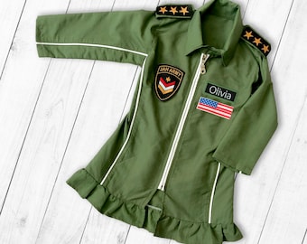Female Pilot Military Uniform Air Force Gift Pilot Halloween Costumes Weapons-Newborn Outfit-Photo Shoot Props Jacket