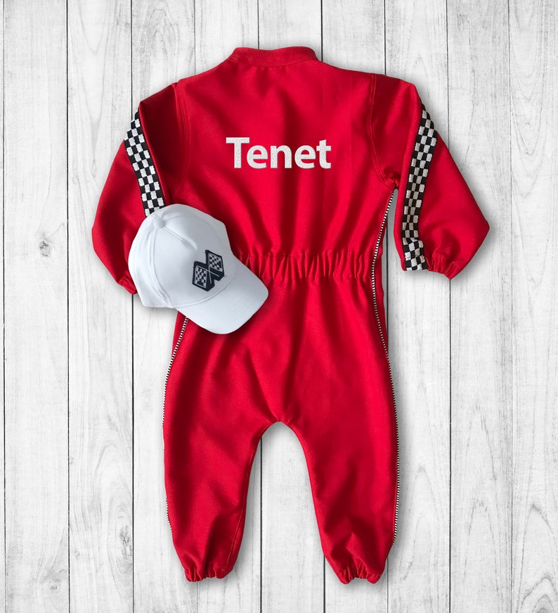 Custom Race Suit Race Car Birthday Halloween Costume 1st Birthday Gift Photography Props Infant Costume Suit+Hat+BackName