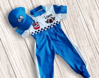 Race Suit-1st Birthday Gift-Halloween Costume-Photography Props-Race Car Birthday-Infant Costume-Drag Race
