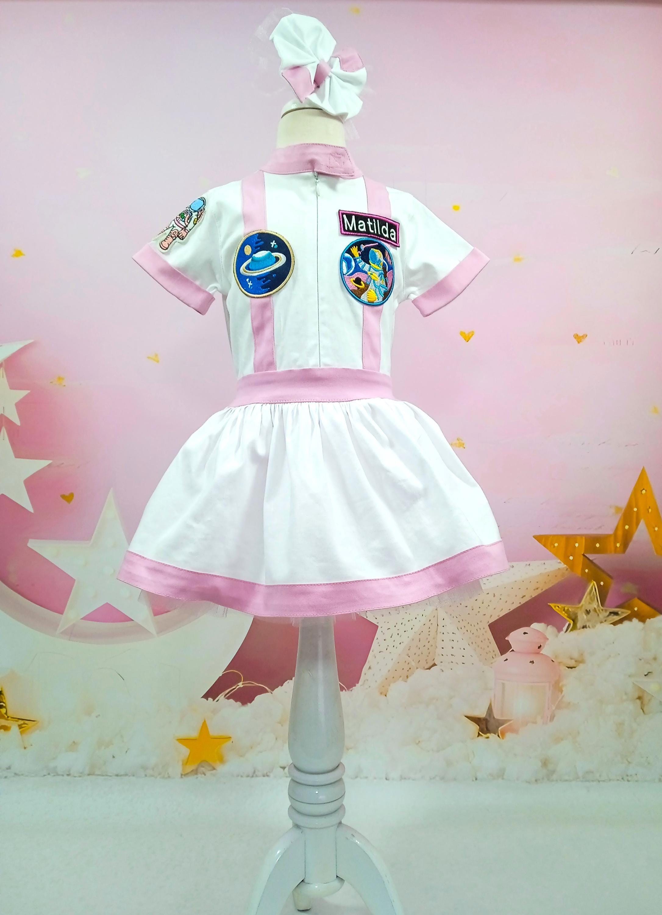 Pink Dress Space Suit Space Theme Birthday Party-Astronaut Costume-Space Baby Shower-Halloween Costumes Nursery