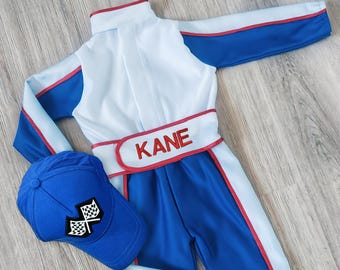 Blue Race Suit-Two Fast Birthday-Halloween Costumes-1st Birthday Gift-Photography Props-Race Car Birthday-Drag Race