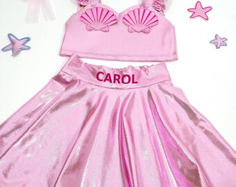 Mermaid Party Outfit-Mermaid Dress-Swimwear Fabric-Girl Birthday Dress-Halloween Costume-Cosplay Costume