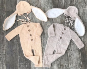 Easter Bunny Costume/Knit Sweater/Halloween Costume/Bunny Ears/Photography Newborn Props/Photo Shoot/Baby Shower Gift