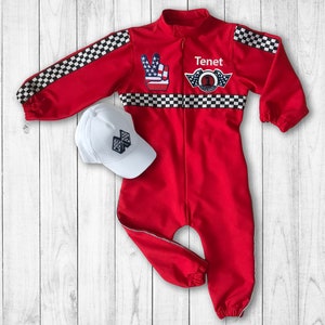 Custom Race Suit Race Car Birthday Halloween Costume 1st Birthday Gift Photography Props Infant Costume Suit+Hat+FrontName