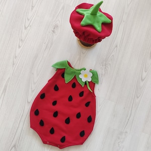 Halloween Strawberry Costume-Baby Strawberry Dress-Cosplay Costume-Photography Props-Baby Shower Gift