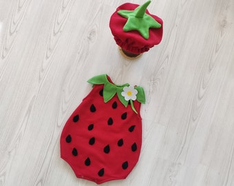 Halloween Strawberry Costume-Baby Strawberry Dress-Cosplay Costume-Photography Props-Baby Shower Gift