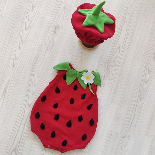 Halloween Strawberry Costume-Baby Strawberry Dress-Cosplay Costume-Photography Props-Baby Shower Gift