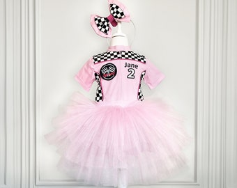 Tutu Checkered Dress Two Fast Birthday Custom Race Suit-Race Car Birthday-Halloween Costumes-1st Birthday Gift