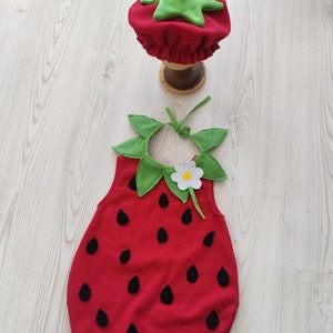 Costume de fraise d'Halloween Robe bébé fraise déguisement cosplay Accessoires de photographie Cadeau de douche de bébé image 4