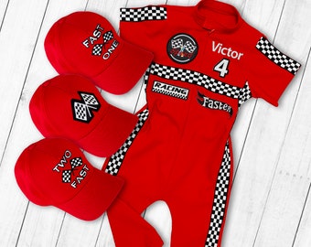 Race Car Birthday-Two Fast Birthday Custom Race Suit-Halloween Costumes-Fast One Birthday-1st Birthday Gift-Drag Race