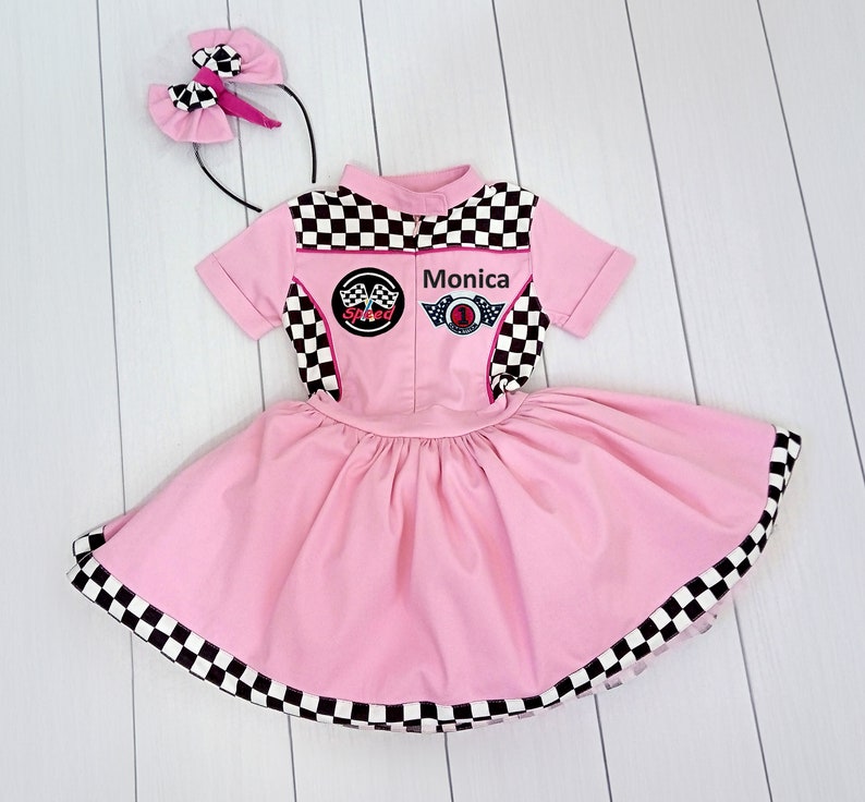 Mom and Daughter Tutu Checkered Dress-Race Car Birthday-Adult Costumes-Fast One Birthday-Two Fast Birthday Custom Race Suit Dress+FrontName