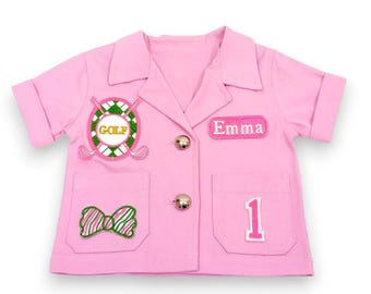 Chaqueta de golf rosa - Cumpleaños con hoyo en uno - Primer cumpleaños de golf - Traje de caddie - Fiesta de golf - Regalos de golf - Sudadera de golf