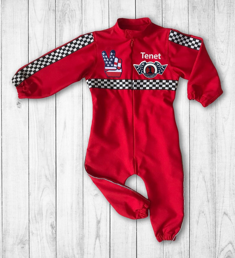 Custom Race Suit Race Car Birthday Halloween Costume 1st Birthday Gift Photography Props Infant Costume image 5