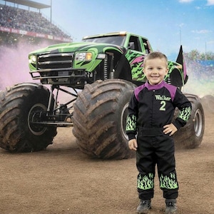 Custom Embroidered Flame Race Suit, Personalized Race Car Costume, Two Fast Birthday Jumpsuit