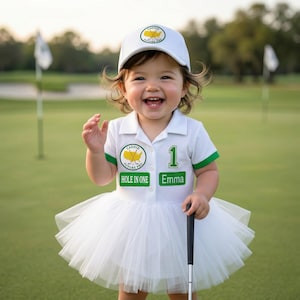 Golf Dress Caddy Outfit-Hole in One Birthday-First Birthday Golf Party-Custom Name Patch-Golf Lover Gift