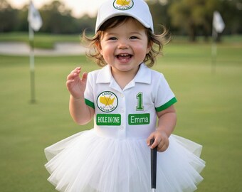 Golf Dress Caddy Outfit-Hole in One Birthday-First Birthday Golf Party-Custom Name Patch-Golf Lover Gift