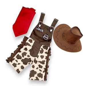 Personalized Shorts Cowboy Costume for Kids - Sheriff Outfit with Name Patch, Hat & Bandana - Western Dress-Up Set for Boys and Girls