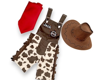 Personalized Shorts Cowboy Costume for Kids - Sheriff Outfit with Name Patch, Hat & Bandana - Western Dress-Up Set for Boys and Girls