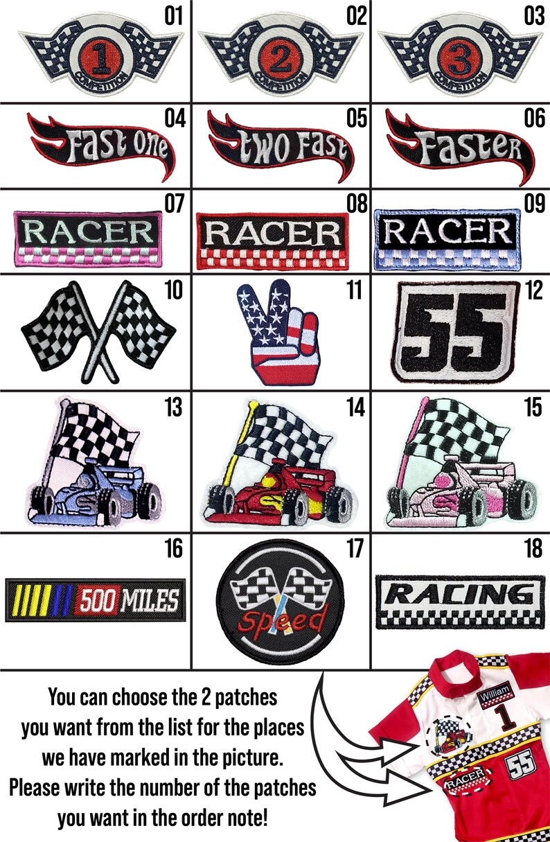 Set A Patch Racing Race Car Birthday-two Fast Birthday Custom Race Suit-halloween Costume ...