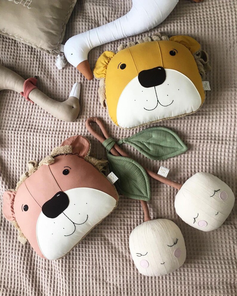 Lion Pillowlion Throw Soft Pillowlion Pillow Flower Puffy Etsy