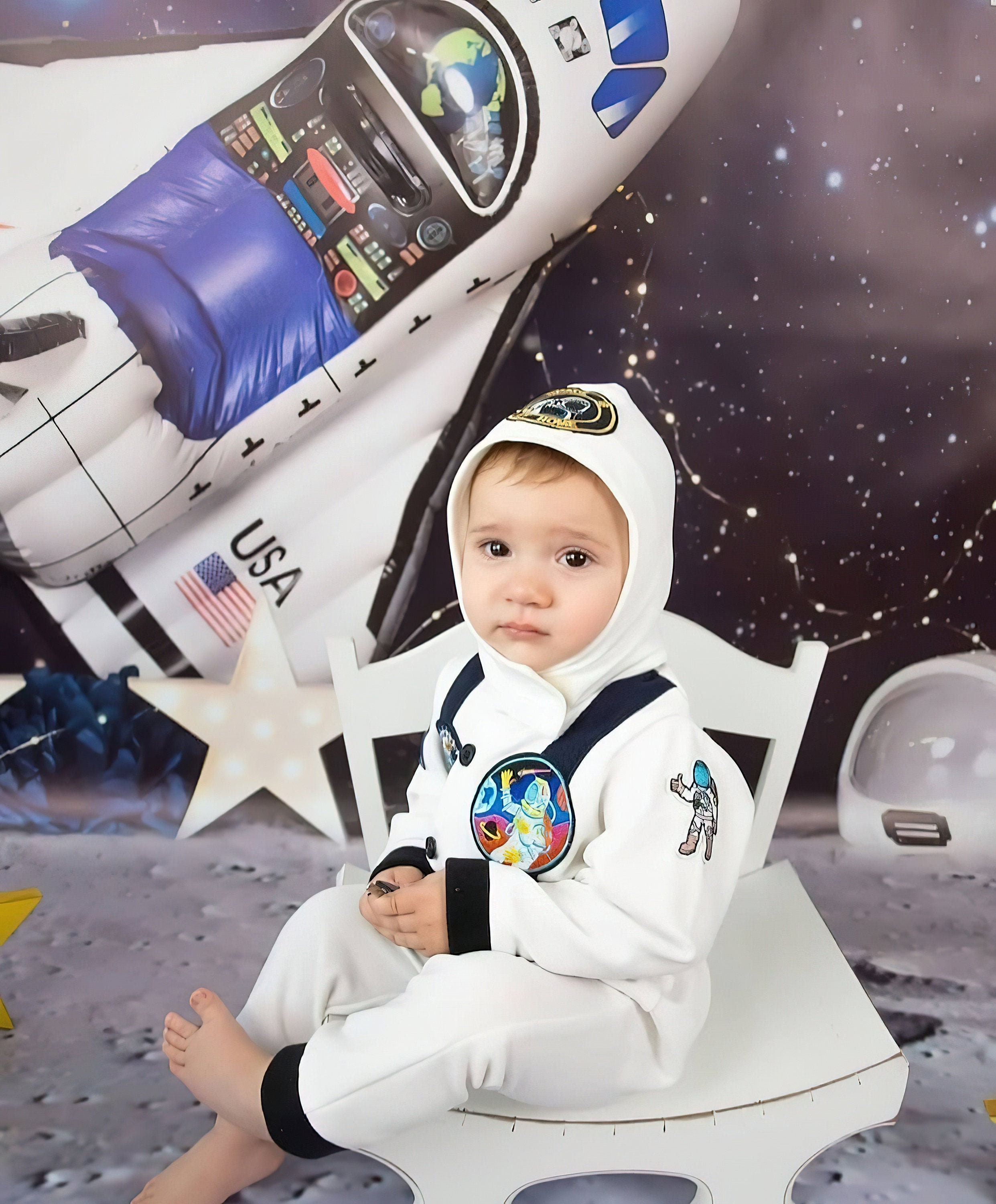 Disfraz de astronauta con casco para adultos y niños, traje de Cosplay, Día  de los niños