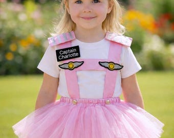 Disfraz de piloto rosa para niños, gorro de capitán hecho a mano, regalo de aviación
