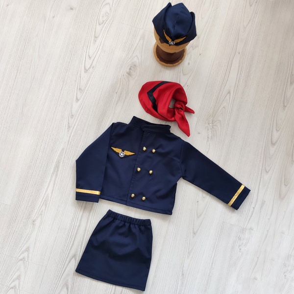 Cadeaux de pilote d'hôtesse de l'air pour enfants-Cadeau d'hôtesse-Costume d'Halloween-Cadeaux d'aviation-Cadeau de fille de 1 an