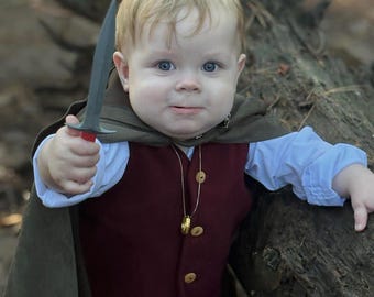 Ring Bearer Baby Costume Set- First Birthday-Hooded Cloak Cape-Medieval Cosplay Costume-Halloween Costumes-1st Birthday Boy
