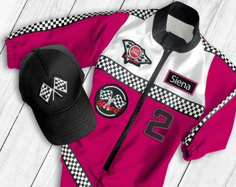 Fuchsia Two Fast Birthday Custom Race Suit-Halloween Costumes-Fast One Birthday-Race Car Birthday-1st Birthday Gift-Drag Race