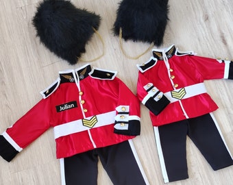 English Soldier Suit-Tin Soldier-Halloween Costumes-1st Birthday Gift-Royal Soldier Cap-Photography Props