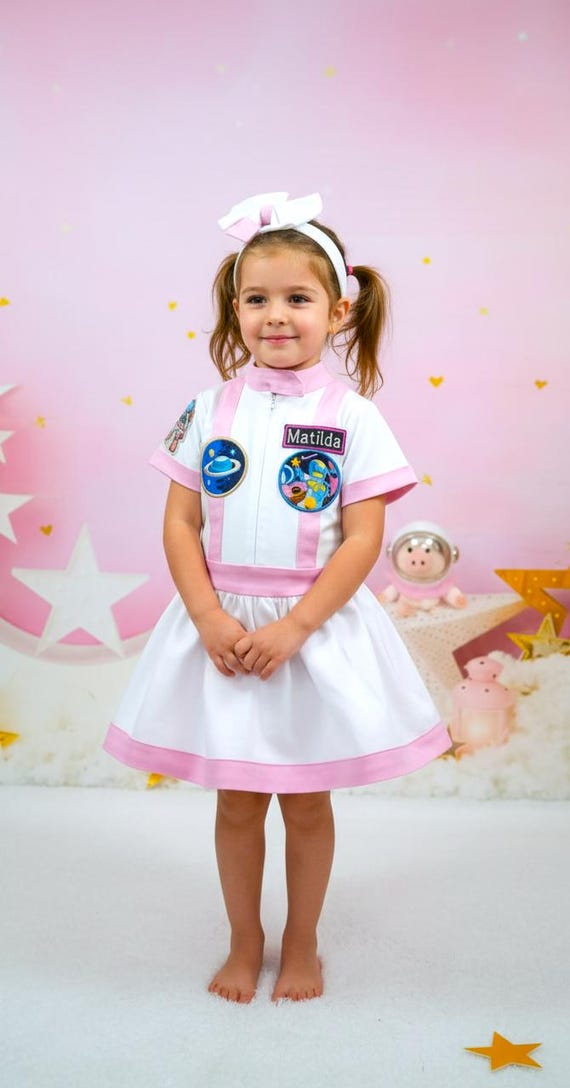 Pink Dress Space Suit Space Theme Birthday Party-Astronaut Costume-Space Baby Shower-Halloween Costumes Nursery