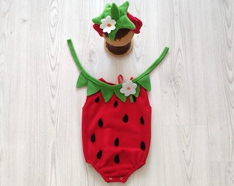 Baby Strawberry Dress-Halloween Costumes-Halloween Strawberry Costume-Cosplay Costume-Photography Props-Baby Shower Gift