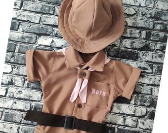 Pink Eagle Scout Uniform-Girl Scout Safari Costume-Halloween Boy Costume-1st Birthday Gift-Photography Newborn Props