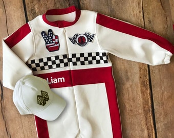 Custom Race Suit | Race Car Birthday | Halloween Costume | 1st Birthday Gift | Photography Props | Infant Costume