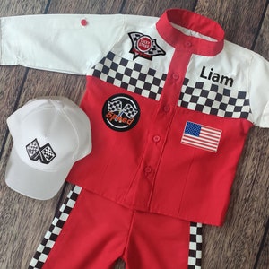 Custom Racing Shirt-Race Suit-Race Car Birthday-Halloween Costume-1st Birthday Gift-Photography Props