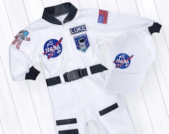 Astronaut Costume Kids-Space Suit for Birthday,Halloween,Cosplay | Personalized Name + Hat | Short or Long