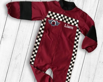 Custom Race Suit | Race Car Birthday | Halloween Costume | 1st Birthday Gift | Photography Props | Infant Costume