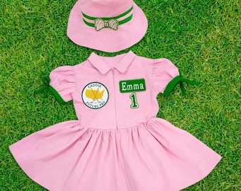 Pink Golf Dress *Caddy Toddler White Green Dress*Hole in One Birthday-Girl Golfing-Golf Party-Golf Gifts-Golf Sweatshirt