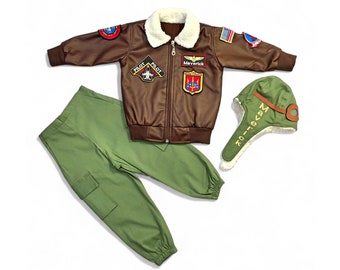 Veste en cuir pour homme - Veste militaire - Veste de ville - Costume d'Halloween - Blouson bombardier personnalisé - Veste de moto Sherpa